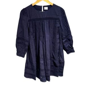 SUNDAY BEST blue eyelet babydoll mini dress - size xxs
